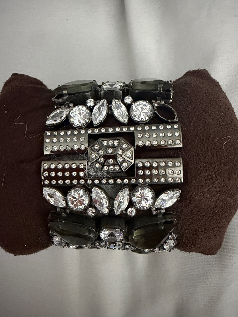 Badgley Mischka Black and Clear Crystal Cuff Watch - Picture 3 of 5